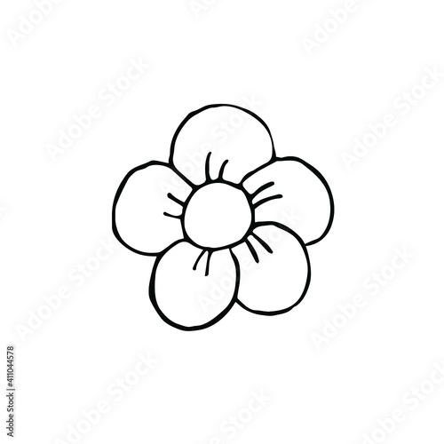 Vector hand drawn doodle sketch flower isolated on white background