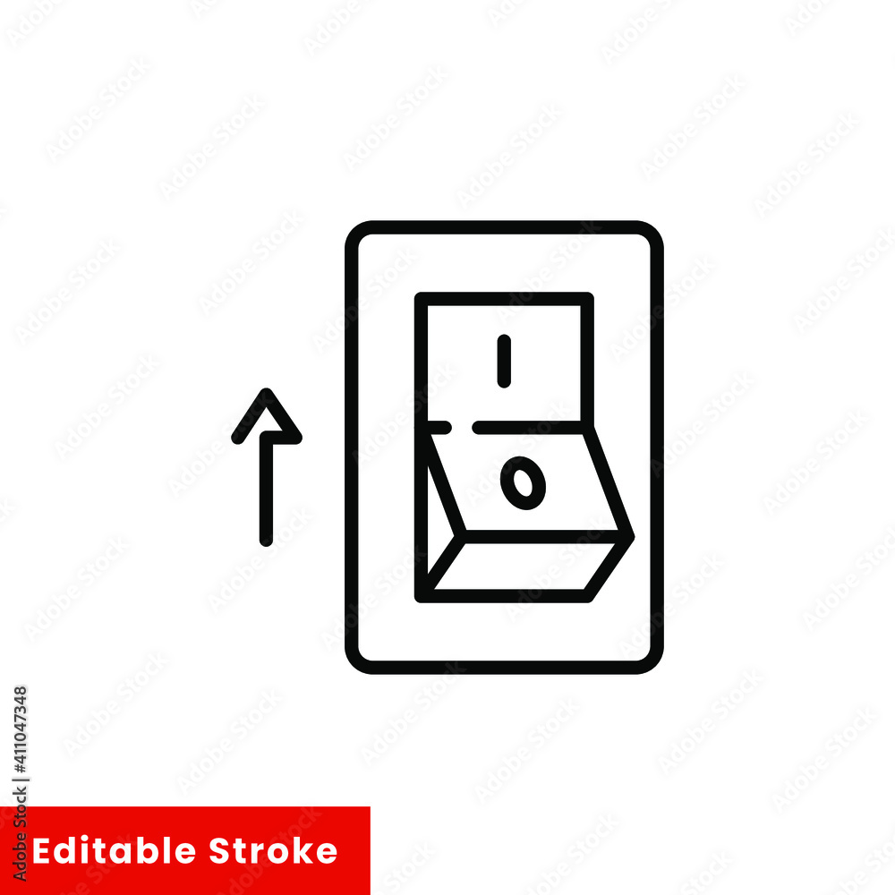 Light on, electric switch line icon. Power turn off button outline style sign for web and app. Toggle switch off position vector illustration on white background isolated. Editable stroke EPS 10 Light on, electric switch line icon. Power turn off button outline style sign for web and app. Toggle switch off position vector illustration on white background isolated. Editable stroke EPS 10