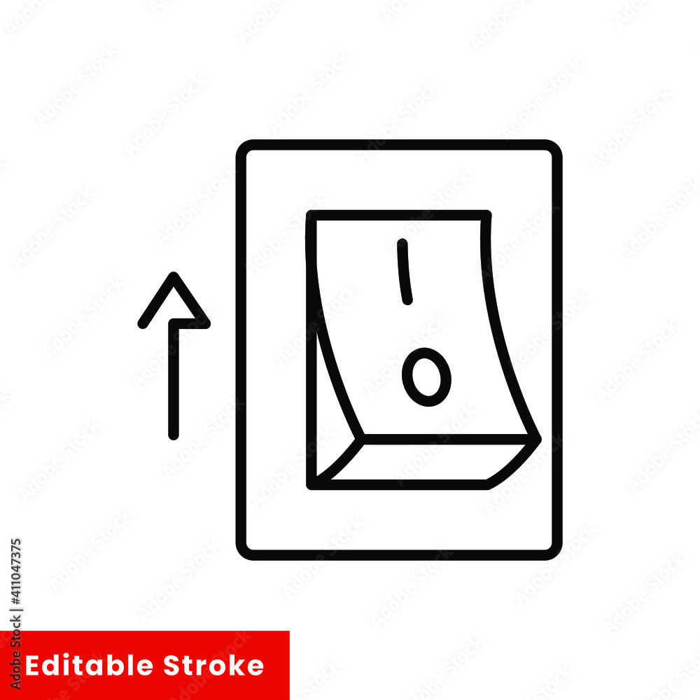Light on, electric switch line icon. Power turn off button outline style sign for web and app. Toggle switch off position vector illustration on white background isolated. Editable stroke EPS 10 Light on, electric switch line icon. Power turn off button outline style sign for web and app. Toggle switch off position vector illustration on white background isolated. Editable stroke EPS 10