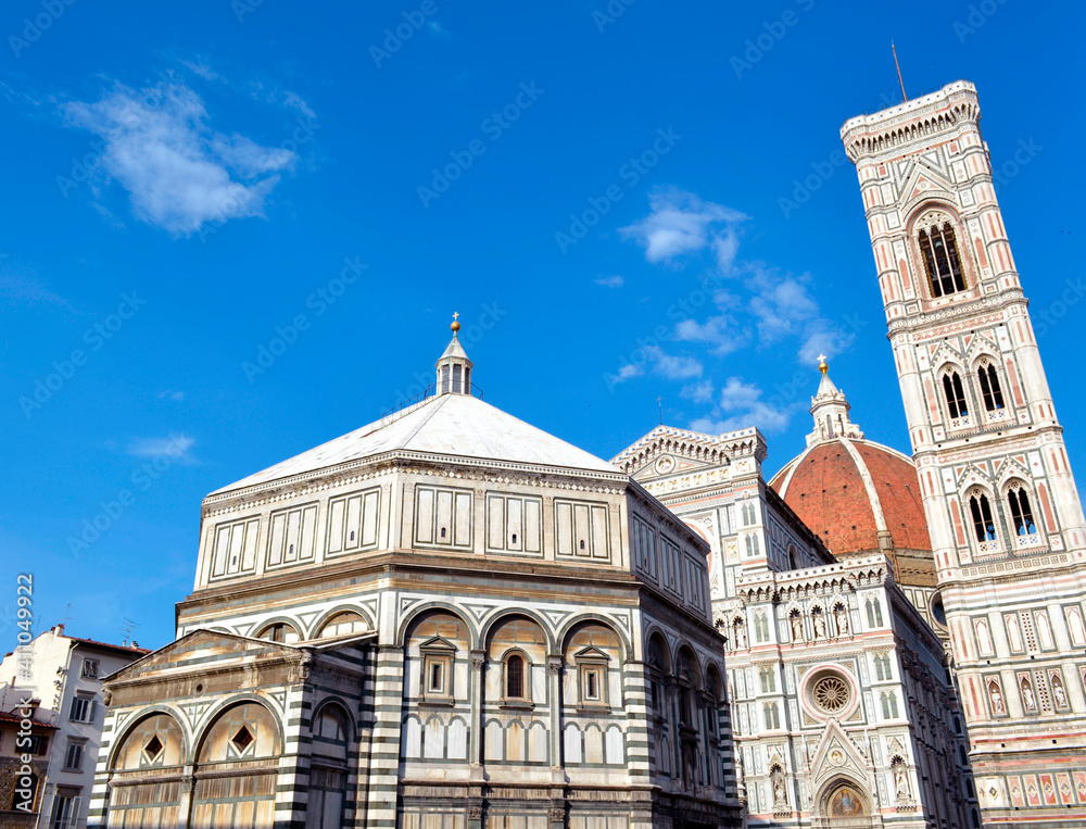 The Baptistery of Saint John and Bell Tower of the Cathedral of Florence Italy