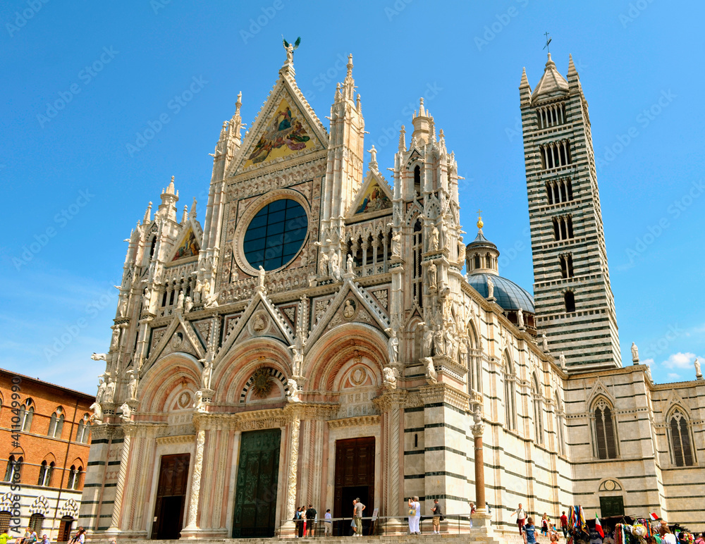 Frontal View of the Cathedral of Siena Tuscany Italy