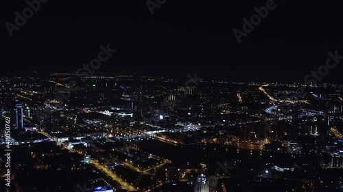 Wallpaper Mural Night scene aerial view of a big city on black sky background. Stock footage. Beautiful lights illuminating long streets contrasting with black sky. Torontodigital.ca