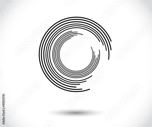 Abstract Lines in Circle Form, Design element, Geometric shape, Striped border frame for image, Technology round Logo, Spiral Vector Illustration