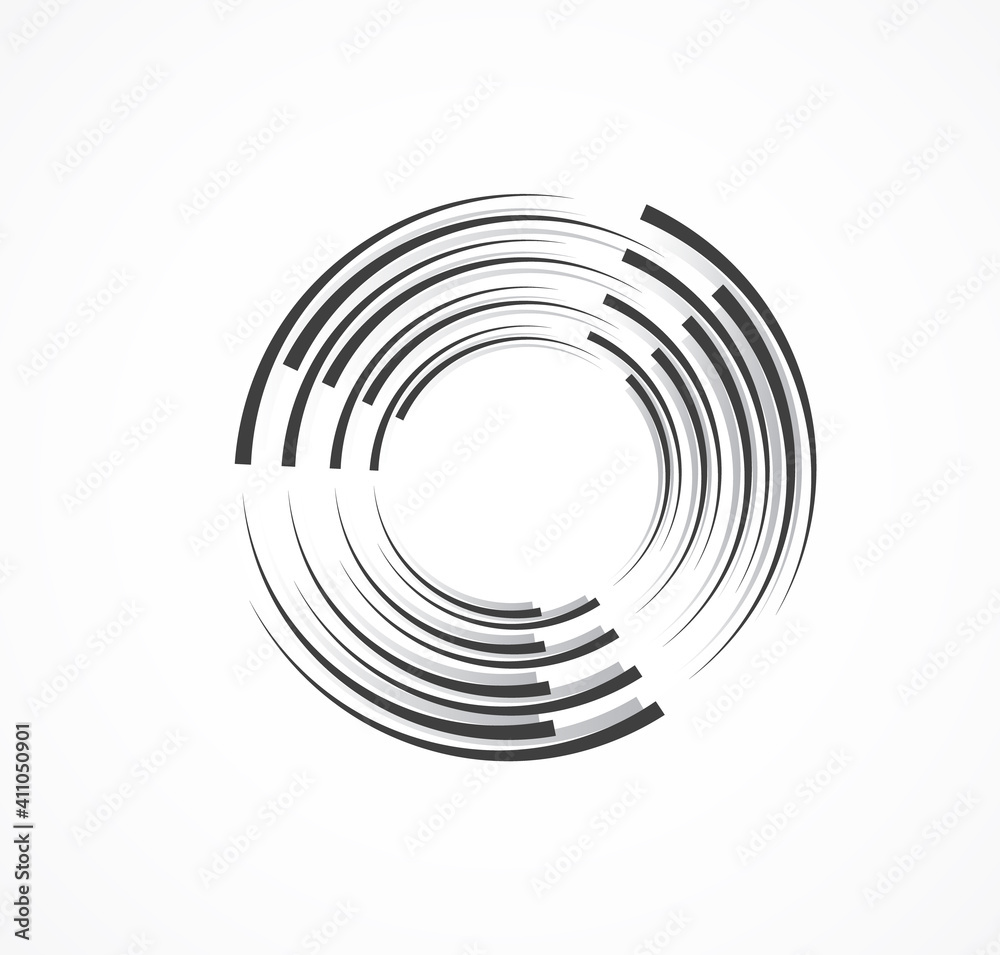 Abstract Lines in Circle Form, Design element, Geometric shape, Striped border frame for image, Technology round Logo, Spiral Vector Illustration