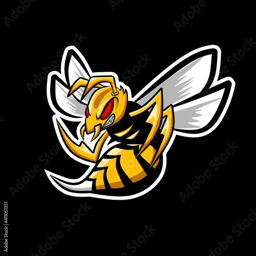 Hornet logo for game team esport. Wasp Mascot concept illustration vector. Suitable for Creative Industry, Multimedia,.