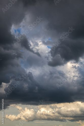 Epic Dramatic Storm sky, dark grey clouds background texture, thunderstorm 