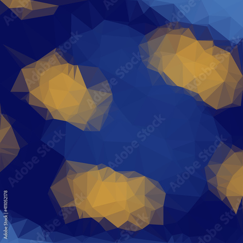 Yellow and blue geometric triangle polygon abstract composition. 