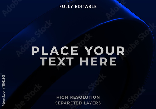 Metallic Blue Ring Floating in Dark Space Mockup