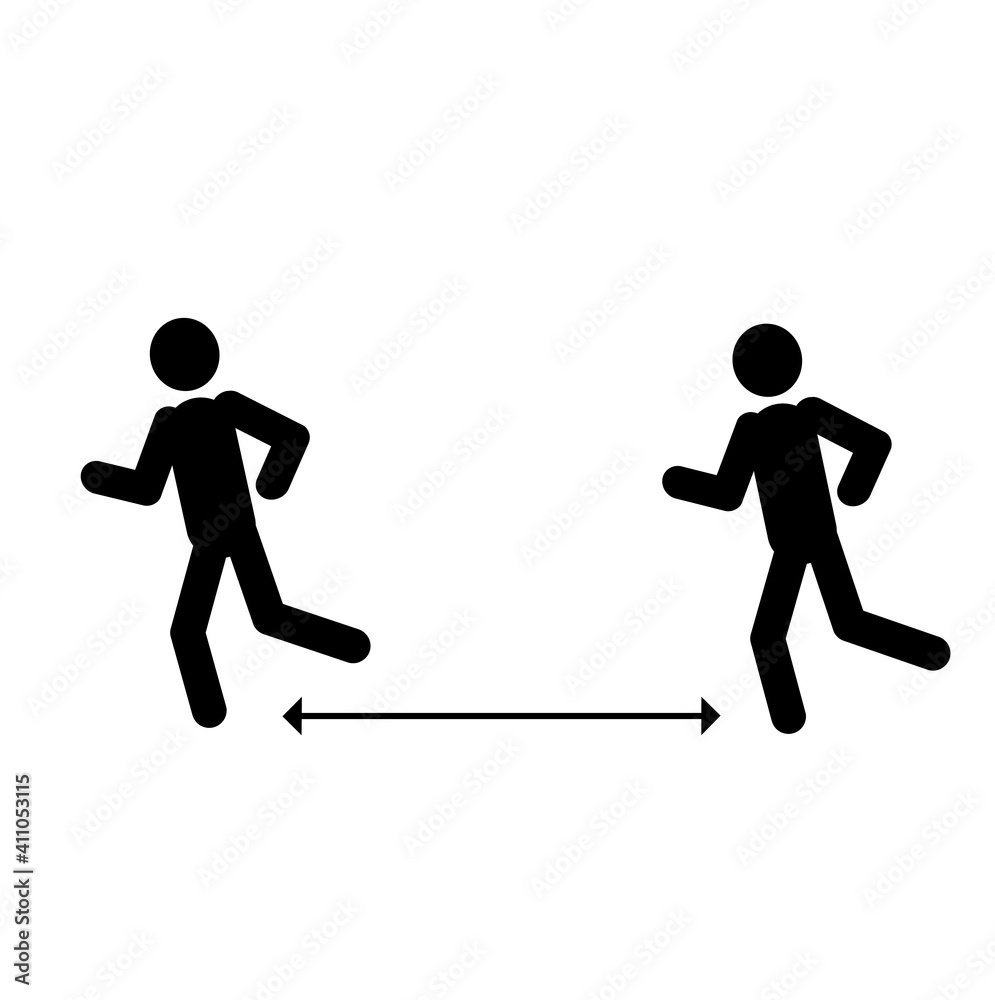 social distance in the sport, the figure of a man running sketch isolated on white background social distance in the sport, the figure of a man running sketch isolated on white background