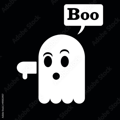 Vector illustration of a funny ghost rating negatively.