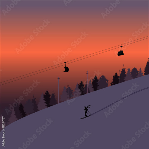 ski lift in the mountains