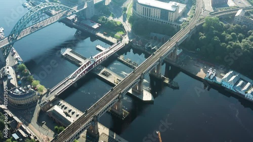 Aerial view of the Tyne Bridge in Newcastle upon Tyne, UK photo