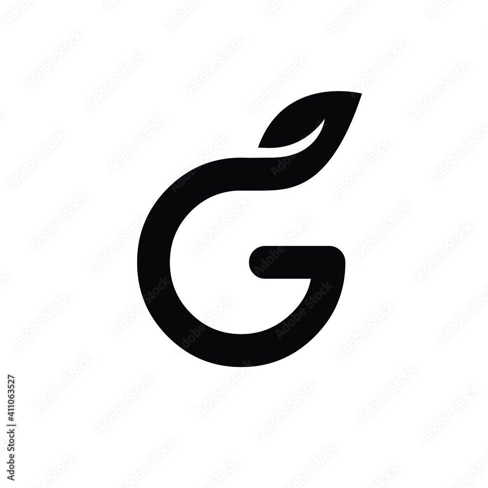 letter G leaf capital black vector logo illustration design isolated background letter G leaf capital black vector logo illustration design isolated background