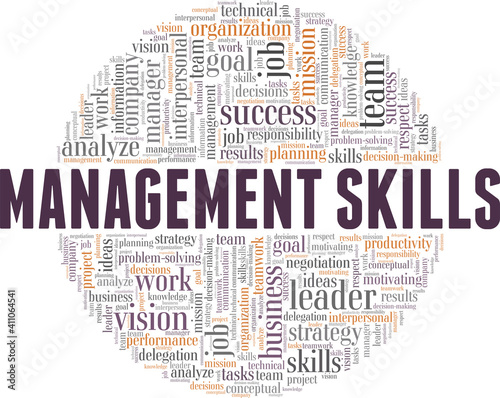 Management skills vector illustration word cloud isolated on a white background.