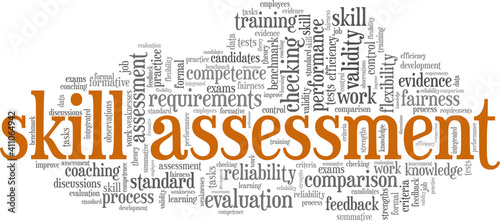 Skill assessment vector illustration word cloud isolated on a white background.