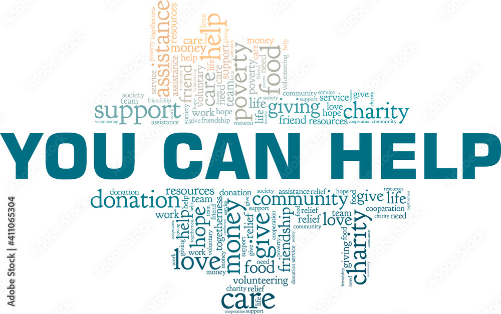 You can help vector illustration word cloud isolated on a white background. You can help vector illustration word cloud isolated on a white background.