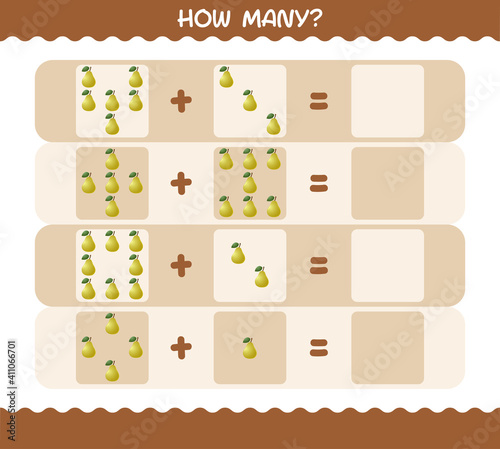 How many cartoon pear. Counting game. Educational game for pre shool years kids and toddlers
