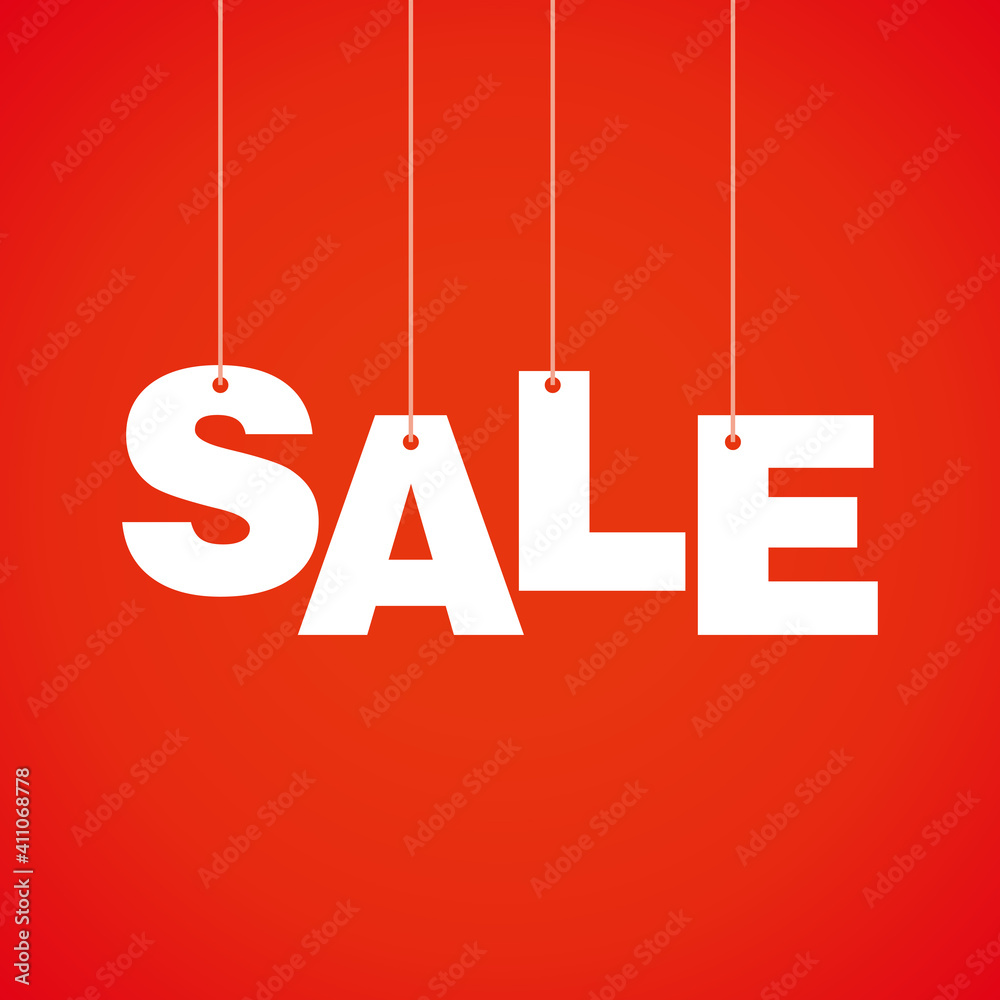 Simple Flat Sale Hanging Text with Red Background Design, Discount Offer Banner Template Vector for Advertising, Social Media, Web Banner Simple Flat Sale Hanging Text with Red Background Design, Discount Offer Banner Template Vector for Advertising, Social Media, Web Banner