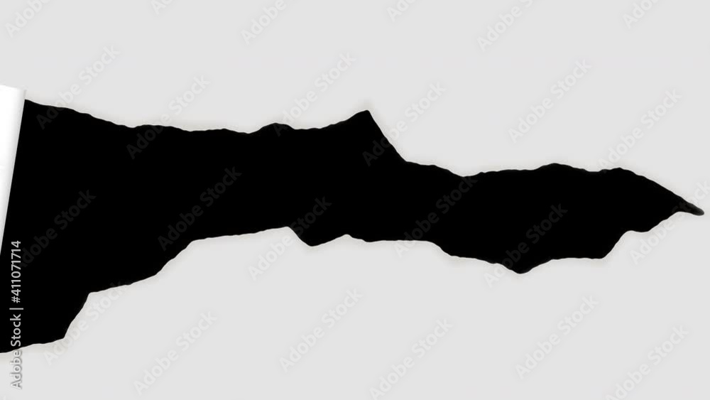 Unevent White Papper Ripping Animation on Black Background and Green Screen