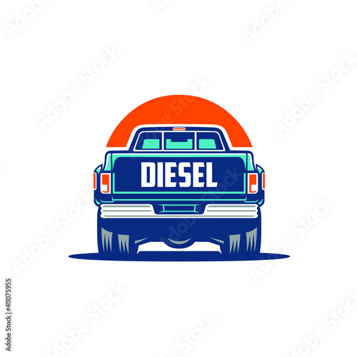 Dually truck diesel rear view vector isolated EPS