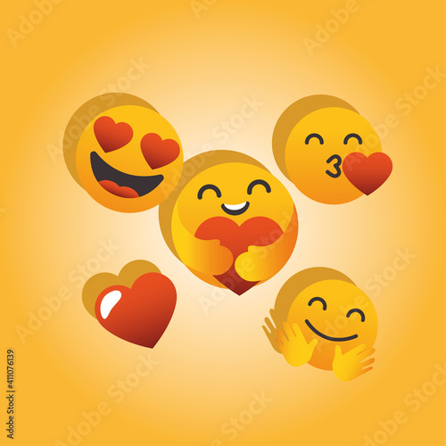 Happy emojis in love faces vector design © Jeronimo Ramos