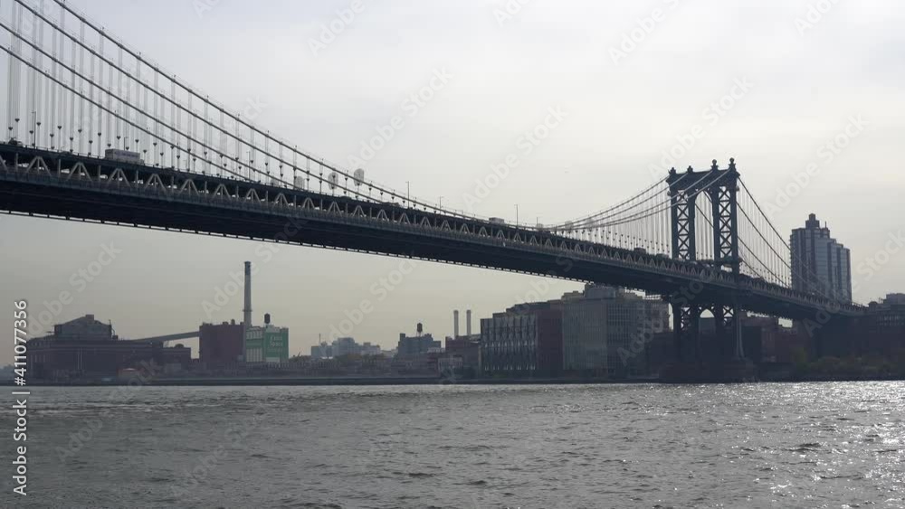 Manhattan Bridge in New York City. East River in Fall in NYC Manhattan Bridge in New York City. East River in Fall in NYC
