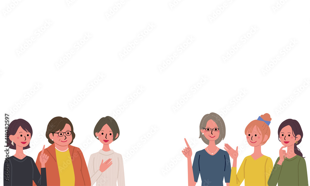 沢山の女性のイラスト 大勢の女性 シニア 人物 Stock Vektorgrafik Adobe Stock