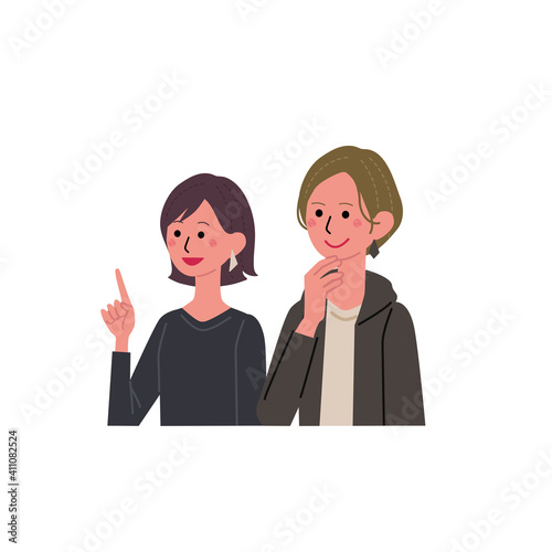 様々な人々のイラスト　女性カップル　

