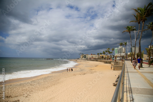 salvador, bahia, brazil - february 5, 2021: view of clouds carried in the sky, at Amaralina beach, in the city of Salvador. photo