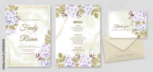 Elegant hand drawing wedding invitation floral design