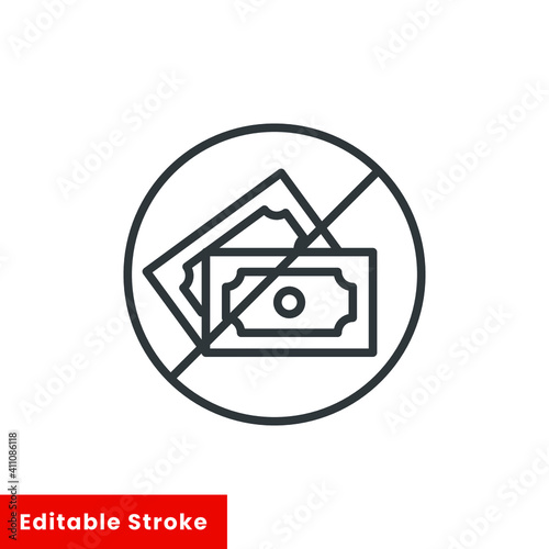 No money line icon. Outline style sign for web and app. No cash money symbol vector illustration. Editable stroke EPS 10
