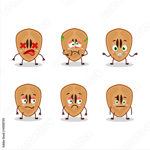 Slice of sapodilla cartoon character with nope expression