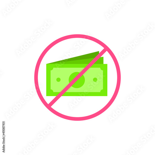No money icon. Flat style sign for web and app. No cash money symbol vector illustration. Isolated EPS 10Editable stroke EPS 10