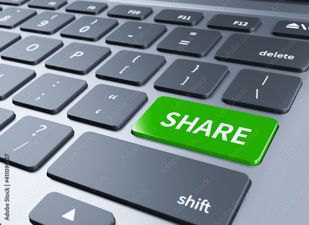 computer concepts, share button key.3d illustration computer concepts, share button key.3d illustration