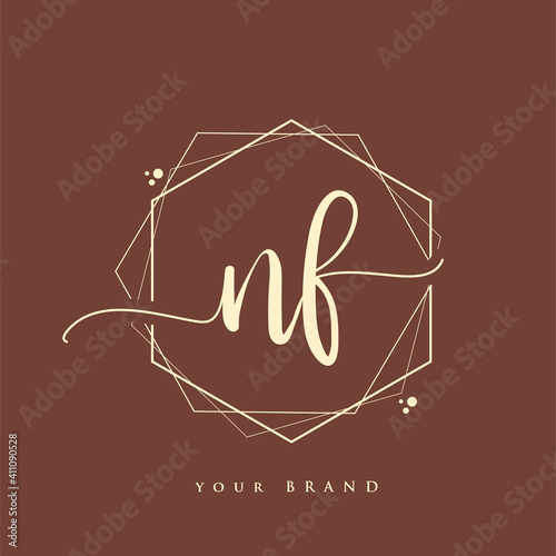 NF Initial handwriting logo. Hand lettering Initials logo branding, Feminine and luxury logo design.