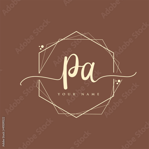 PA Initial handwriting logo. Hand lettering Initials logo branding, Feminine and luxury logo design.
