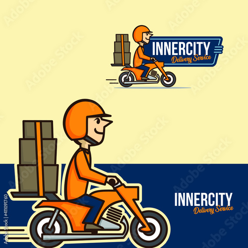 City Delivery Service Mascot Logo Vector