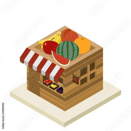 Wallpaper Mural Vector isometric building shop, fruit shop.
 Torontodigital.ca