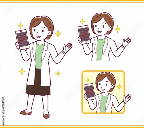  Young woman in a lab coat