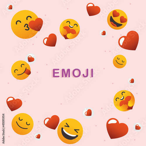 in love emojis faces icon set vector design
