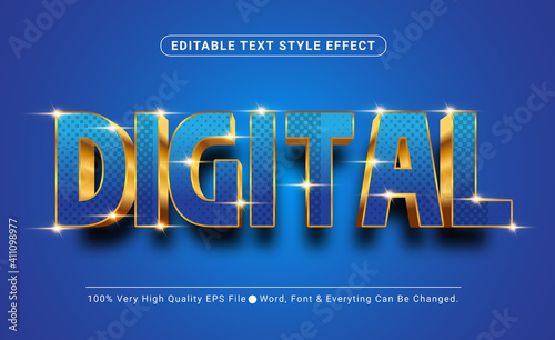 3D Digital Blue Text Style Effect, Editable Text Effect