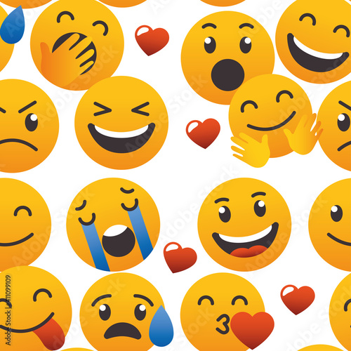 design with emoji faces, colorful design