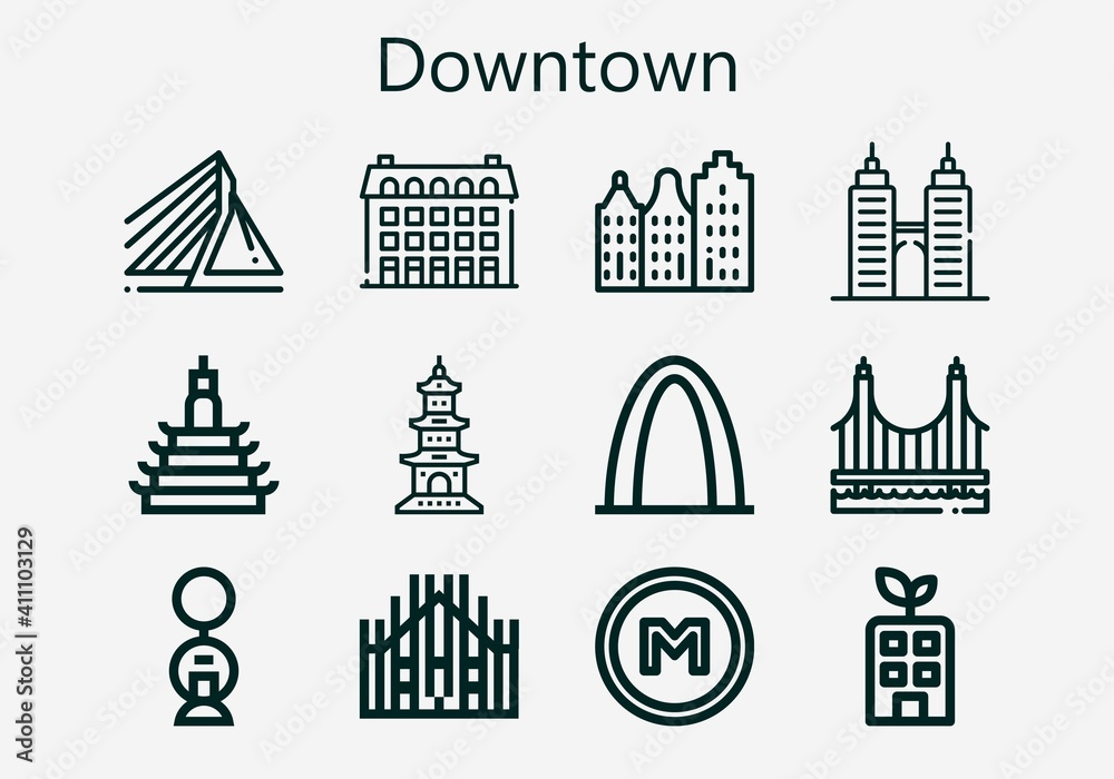 Premium set of downtown [S] icons. Simple downtown icon pack. Stroke ...