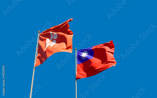 Flags of Hong Kong HK and Taiwan.
