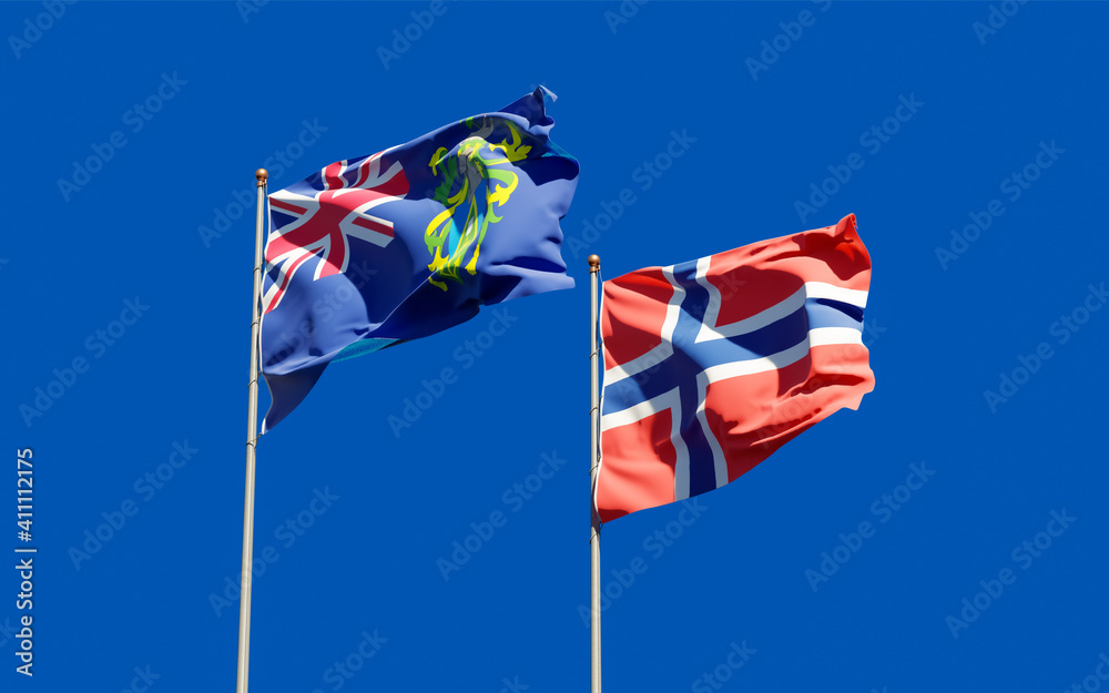 Flags of Pitcairn Islands and Norway. Flags of Pitcairn Islands and Norway.