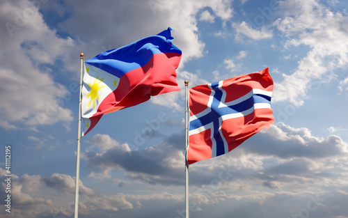 Flags of Norway and Norway. © Leo Altman