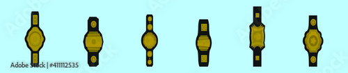 set of championship belt cartoon icon design template with various models. vector illustration isolated on blue background