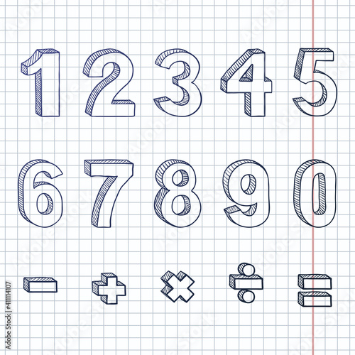 Vector Set of Doodle Sketch Figures and Mathematical Signs.