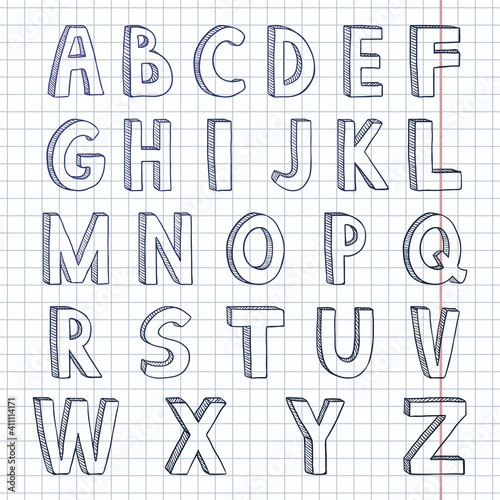 Vector Set of Sketch English Alphabet Letters.
