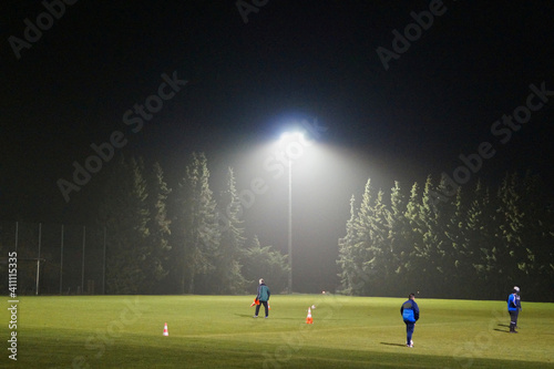 People On Soccer Field Against Sky At Night © sebastian arning/EyeEm